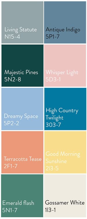 Paleta de colores tendencia agua mística.